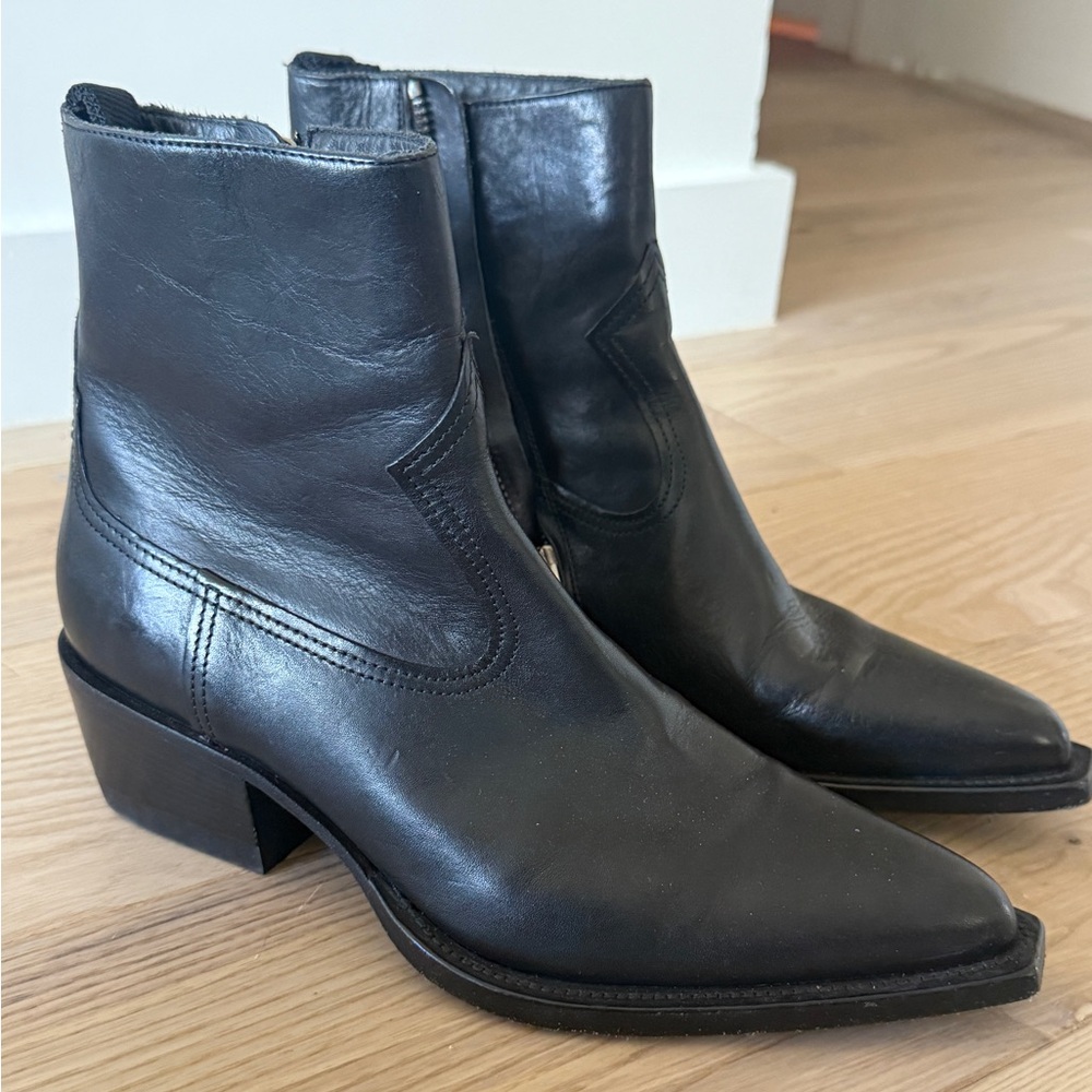 Golden Goose Debbie Black Leather Cowboy Boots